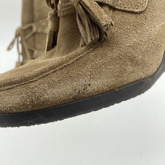 Franco Sarto Westerly Ankle Booties Wedges Shoes Tan Leather Suede Womens 7.5 M - Picture 5 of 15